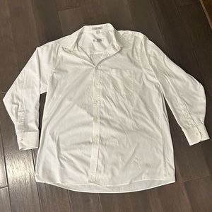 Geoffrey Beene 80’s 2 Ply Pinpoint White Long Sleeve Button Dress Shirt Sz XL